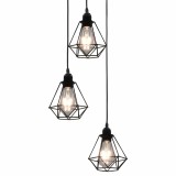 Cumpara ieftin Lustra cu design diamant, negru, 3 x bec E27