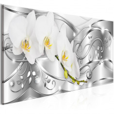 Tablou canvas - Inflorire Argint Ingust - 135 x 45 cm foto