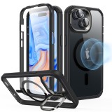 Cumpara ieftin Husa pentru iPhone 15 Plus + Folie, ESR Armor Tough Kickstand HaloLock, Clear Black