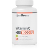 GymBeam Vitamin C + D3 1000 IU capsule pentru imunitate, sănătatea sistemului osos și activitate musculară 90 g