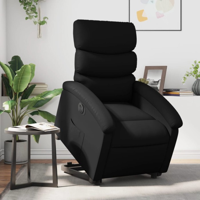 Gossi fotoliu rabatabil electric cu ridicare, negru, piele ecologica