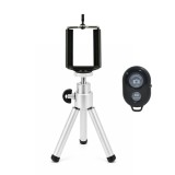 Mini trepied extensibil din aluminiu pentru telefon cu suport cu arc dublu si telecomanda Bluetooth, montura 1 4 inch, 13.5, 19.5 cm