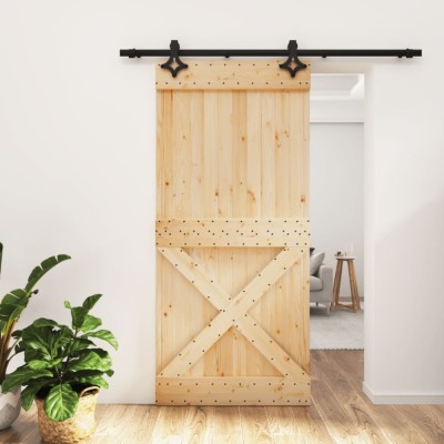 vidaXL Ușă glisantă cu set de feronerie 95x210 cm, lemn masiv de pin foto
