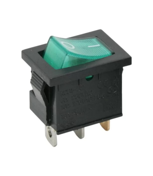 Interupator basculant 1 circuit 3 pini 6.5A 250V OFF-ON verde cu