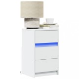 VidaXL Noptieră cu lumini LED, alb, lemn prelucrat