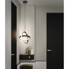 Plafoniera Led 23W, suspendata, negru, 2 Cercuri, lumina Calda/Neutra/Rece