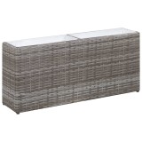 Strat &icirc;nălțat de grădină cu 2 ghivece, gri, 90x20x40, poliratan