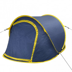 Cort camping pop-up pentru 2 persoane bleumarin/galben foto