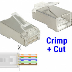 Set 20 buc mufe RJ45 cat 6 pentru fir solid STP Crimp+Cut, Delock 86454