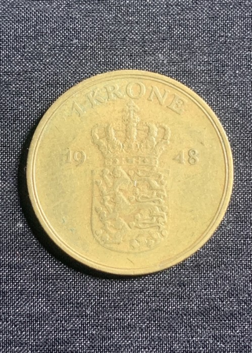 Moneda 1 coroana 1948 Danemarca