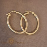 Cercei Ovali Clasici - Simpli si Eleganti, 4 cm, Placati cu Aur 18 Karate