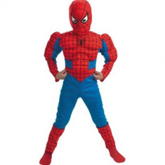 COSTUM COMPLET SPIDERMAN,VARIANTA CU &amp;quot;MUSCHI&amp;quot;,BONUS ARMA SI MANUSA SPIDERMAN.NOU foto