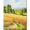 Tablou peisaj cu lan de grau pictat manual, Bogatie, 70x50cm ulei pe panza, Constantin Feraru