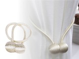 Cumpara ieftin Set 2 suporturi magnetice pentru perdele, snur decorativ din poliester, 44 cm, auriu deschis