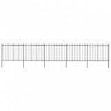 vidaXL Gard de grădină cu v&acirc;rf suliță, negru, 8,5 x 1,5 m, oțel