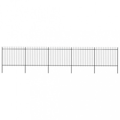 vidaXL Gard de grădină cu v&amp;acirc;rf suliță, negru, 8,5 m, oțel foto