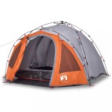 Cort camping cupola 3 persoane, gri/portocaliu, setare rapida