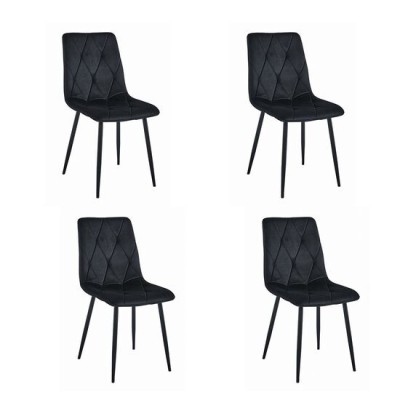 Scaune bucatarie/living, set 4 buc, Artool, Libra, catifea, metal, negru, 44x40x88.5 cm GartenVIP DiyLine foto