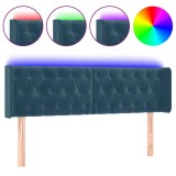 Cumpara ieftin Tablie de pat cu LED, albastru inchis, 163x16x78/88 cm, catifea