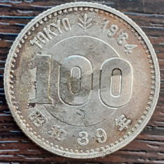 (A321) MONEDA DIN ARGINT JAPONIA - 100 YEN 1964, SHOWA, JOCURILE OLIMPICE TOKYO