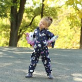 Cumpara ieftin Salopeta impermeabila pentru copii Kidscare, cu protectie la vant si apa cu imprimeu Unicorni Navy - marime 98 for Your BabyKids