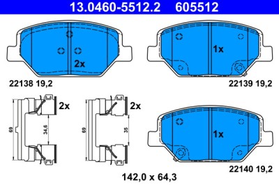 ATE 13.0460-5512.2 set placute frana,frana disc foto