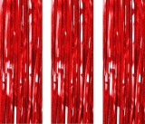 Set de 3 perdele cu franjuri pentru petreceri AILEXI, plastic, rosu, 200 x 100 cm