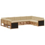 vidaXL Set de canapele de exterior cu pernă 9 pcs Natural și Bej 3383826