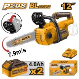 Cumpara ieftin Drujba electrica de mana cu 2 acumulatori 4Ah, 20V, 900W, 7.9m/s Ingco CGSLI201286