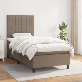 VidaXL Pat box spring cu saltea, gri taupe, 80x200 cm, textil
