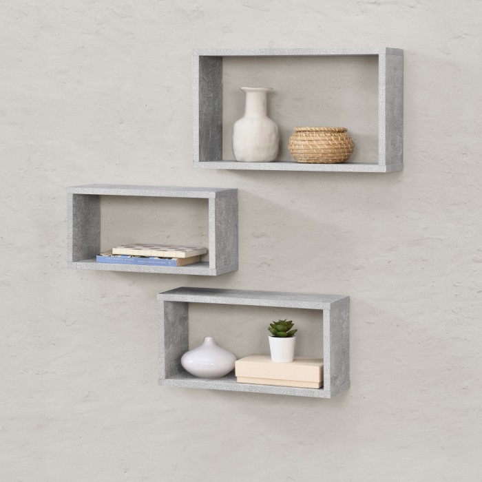 Set 3 rafturi perete Mandal B masuri diferite efect beton [en.casa] HausGarden Leisure