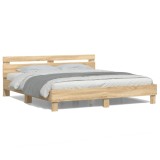 Gossi cadru de pat cu tablie si led, stejar sonoma, 160x200 cm
