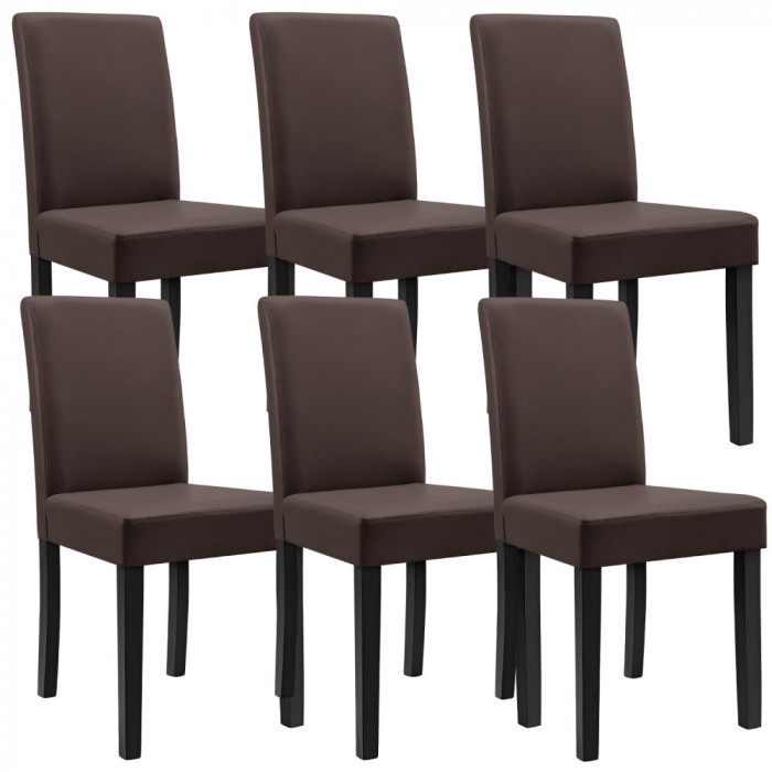 Scaune bucatarie Victoria set 6 buc piele sintetica maro [en.casa] HausGarden Leisure