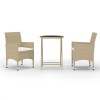 Set mobilier bistro, 3 piese, bej, poliratan/sticla securizata