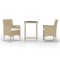 Set mobilier bistro, 3 piese, bej, poliratan/sticla securizata