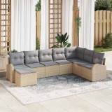 VidaXL Set de canapele pentru grădină cu pernă 8 pcs Bej, gri deschis