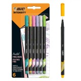 Finelinere BIC Intensity, Set 6 Buc, Culori Multicolor Pastel