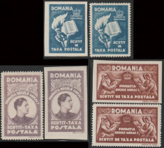 1947 Romania - Serie neuzata scutire de porto Fundatia Regele Mihai, hartie alba foto