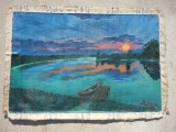 TABLOU PE PANZA SEMNAT, FARA SASIU (59/39 cm.)