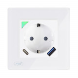 Priza inteligenta PNI WP202 WiFi incastrata, 2xUSB (PD 20W), Monitorizare consum, Control Tuya Smart