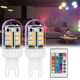 Cumpara ieftin Bec LED G9 RGB Noobibaba, 3W, 2700K Alb Cald + 15 Culori, Telecomanda, Set 4 Bucati