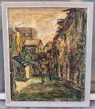 Tablou vechi - peisaj citadin - semnat Israeli 1964