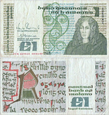 1989 ( 9 I ) , 1 pound ( P-70d.5 ) - Irlanda foto