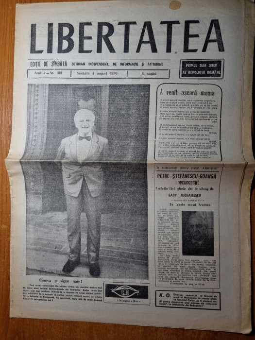 libertatea 4 august 1990-ion ratiu,art. maresalul antonescu