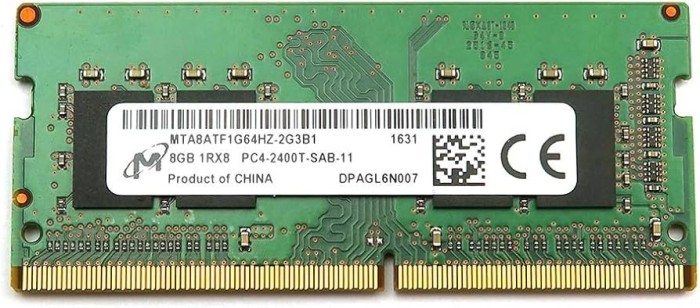 Memorie notebook DDR4 8GB 2400MHz CL17 SODIMM 2400T PC4 SODIMM - MTA8ATF1G64HZ-2G3B1