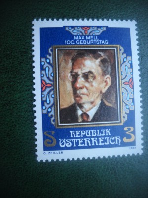 HOPCT TIMBRE MNH 567 SCRIITORUL MAX MELL 1982 -1 VAL AUSTRIA foto