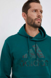 adidas bluza barbati, culoarea verde, cu glugă, cu imprimeu