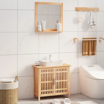 Set mobilier de baie, 2 piese, lemn masiv de nuc foto