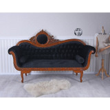Sofa din lemn mahon cu tapiterie neagra MAR053, Sufragerii si mobilier salon, Chesterfield