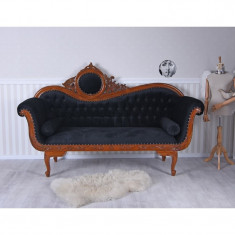 Sofa din lemn mahon cu tapiterie neagra MAR053
